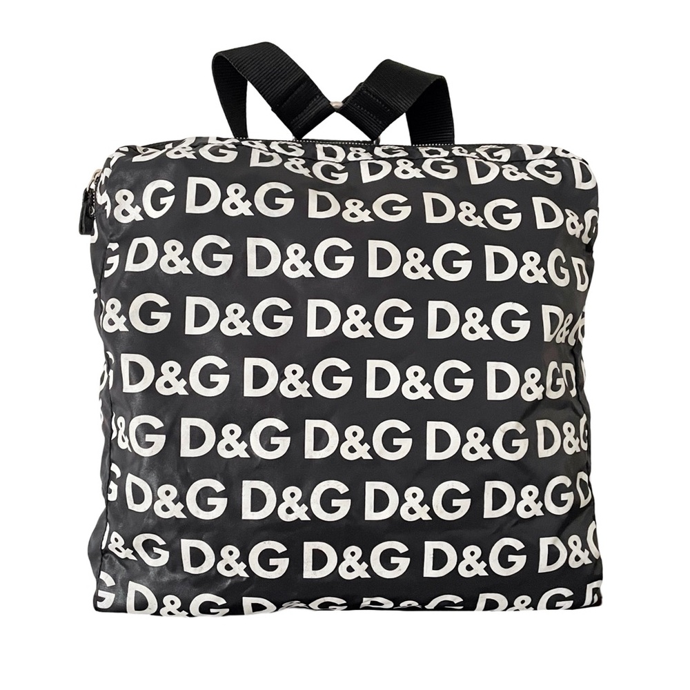 Dolce & Gabbana black and white logo print nylon backpack Y2K vintage